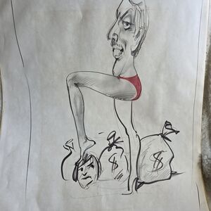 Whimsical Sketch with Red Detail